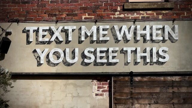 Text Me When You See This Vintage Retro printing wall pub seating area closeup