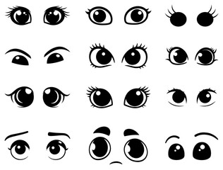 CARTOON EYES SILHOUETTE ON WHITE BACKGROUND