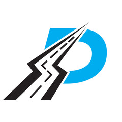 Initial Road Logo Design On Letter P For Transportation and freight Symbol Vector