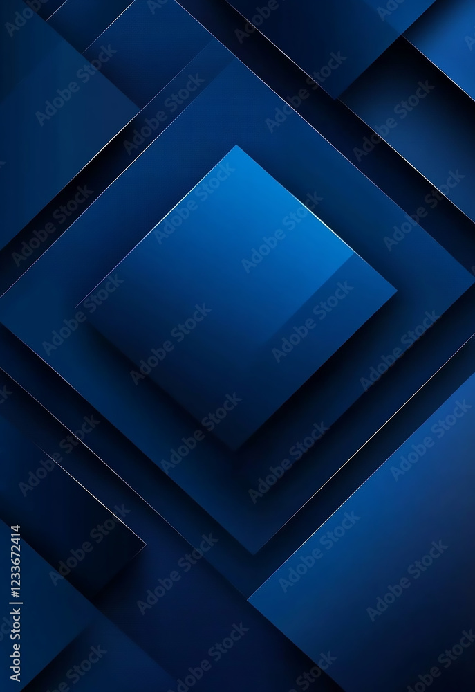 Poster abstract geometric background with overlapping blue squares in various shades minimalist geometric a