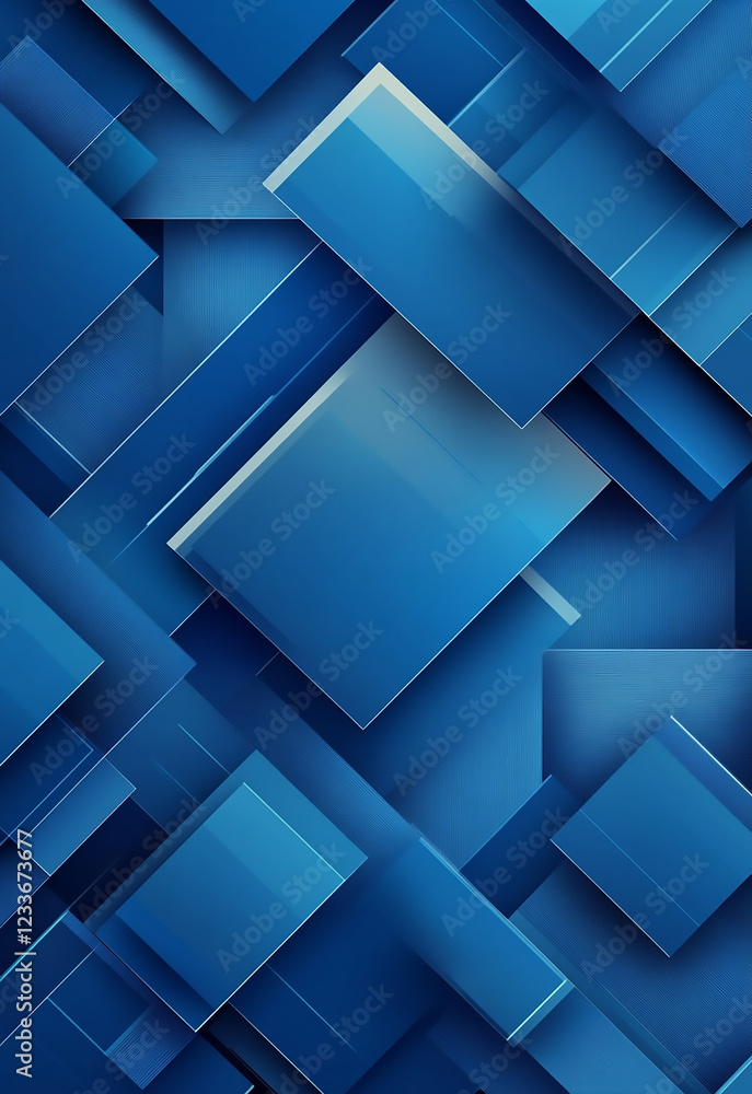 Aufkleber abstract geometric background with overlapping blue squares in various shades minimalist geometric a
