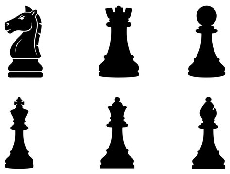 CHESS PEICES SILHOUETTE ON WHITE BACKGROUND