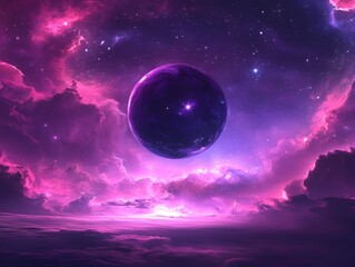 Purple Nebula Planet Fantasy Space Art Wallpaper