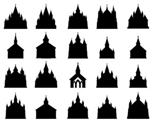 Fototapeta premium CHURCH SILHOUETTE ON WHITE BACKGROUND