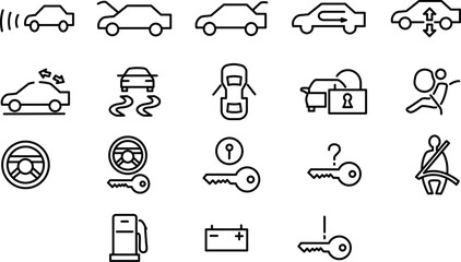  Vehicle Dashboard Warning and Safety Icon Set