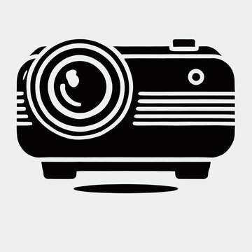 recommend clip art: Projector silhouette in black on a white background