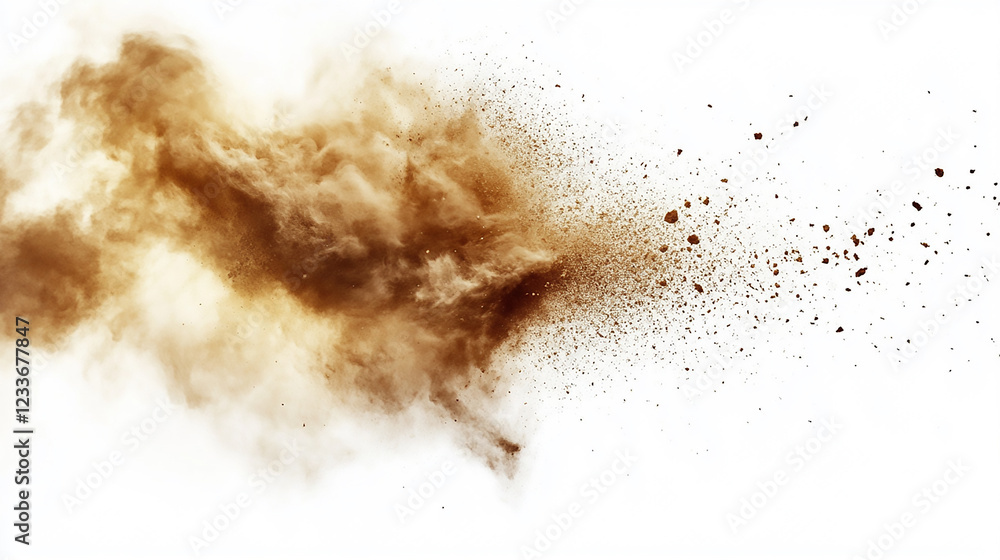 Poster abstract black ink splatter on white background dust particles softly floating in the air, creating 