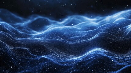 Abstract Blue Particle Waves Background
