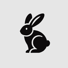 Fototapeta premium Rabbit Silhouette in black on a white background