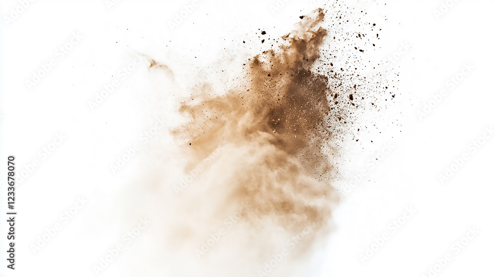 Poster abstract black ink splatter on white background dust particles softly floating in the air, creating 