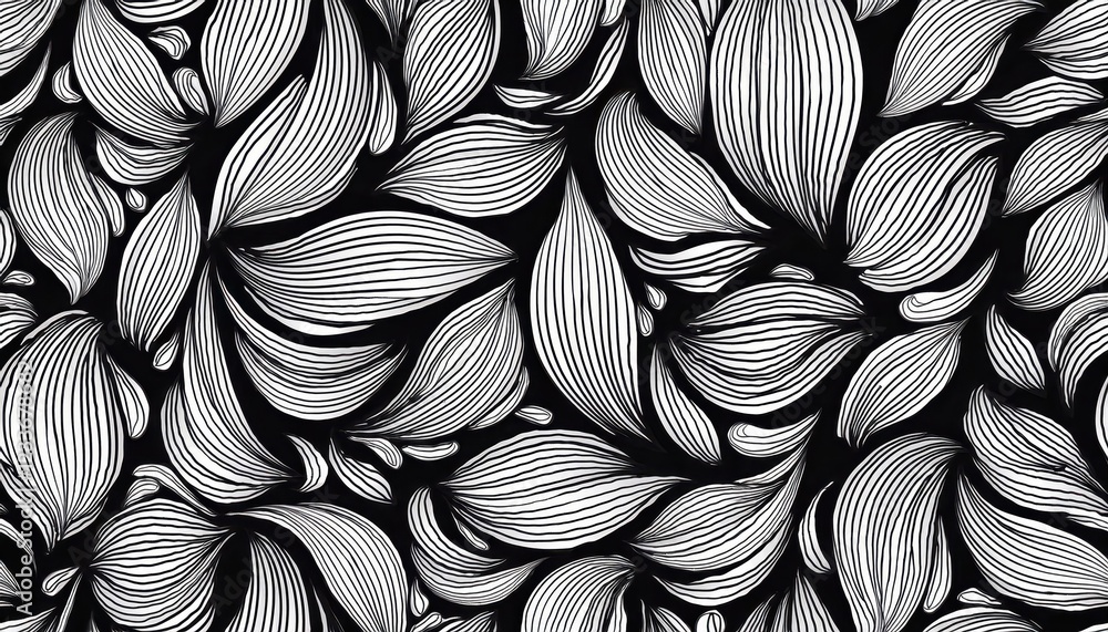 Poster striking monochrome abstraction a flowing vein of leaves and curls, creating a mesmerizing, ethereal