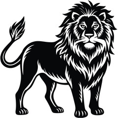 Powerful Black and White Lion Silhouette