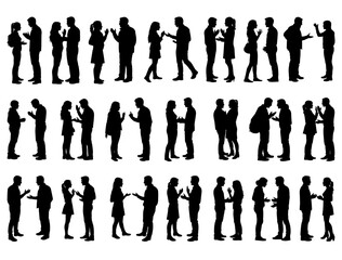 COUPLE ARGUING SILHOUETTE ON WHITE BACKGROUND