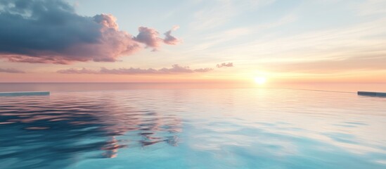 Obraz premium Tranquil sunset over calm ocean water.