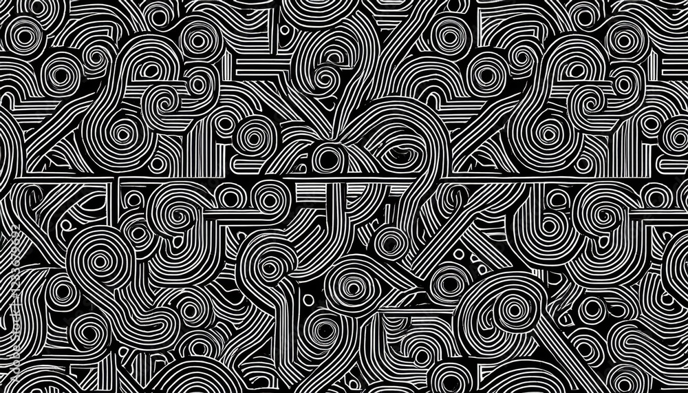 Aufkleber striking monochrome vector seamless pattern, featuring a dynamic arrangement of geometric shapes and