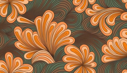 Vibrant Vector Seamless Texture in Retro s Wallpaper Style An Engaging Blend of Groovy Patterns and Energetic Colors from a TrendSetting s Wall Decor.