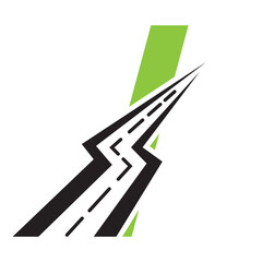 Initial Road Logo Design On Letter I For Transportation and freight Symbol Vector