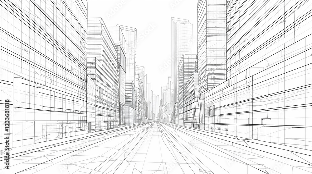 Poster architecture building construction perspective design, building sketch line drawing abstract archite