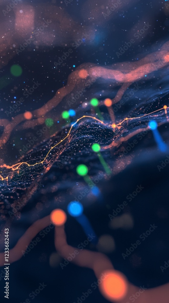Aufkleber abstract data flow network digital connections global network big data visualization