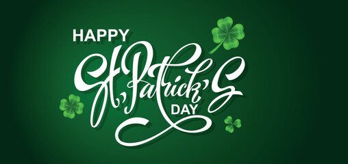 Happy Saint Patrick's day handwritten lettering typography. Hand drawn design elements. Logos and emblems for invitation, card. Vector illustration.