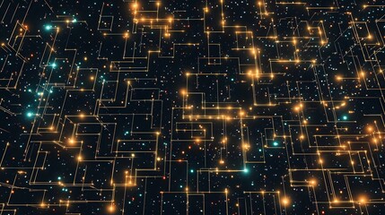 Obraz premium Abstract Digital Background with Bright Lines and Glowing Particles