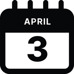 April 3 calendar icon design vector illustration
