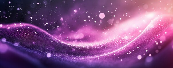 Obraz premium Abstract purple and pink glowing wave with sparkling particles. The image evokes a sense of magic and wonder.