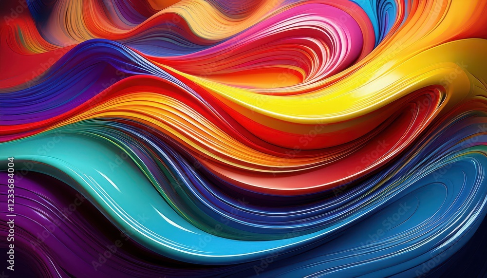 Aufkleber striking 3d car paint waves abstract background a vivid display of intricate geometry and luminous c
