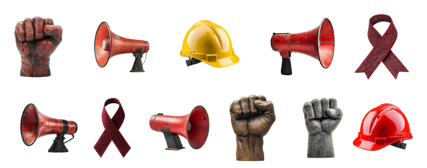 A Collection icons 1st May Happy Labour Day Workers rights May Day May 1st International Labor Day. on transparent background
