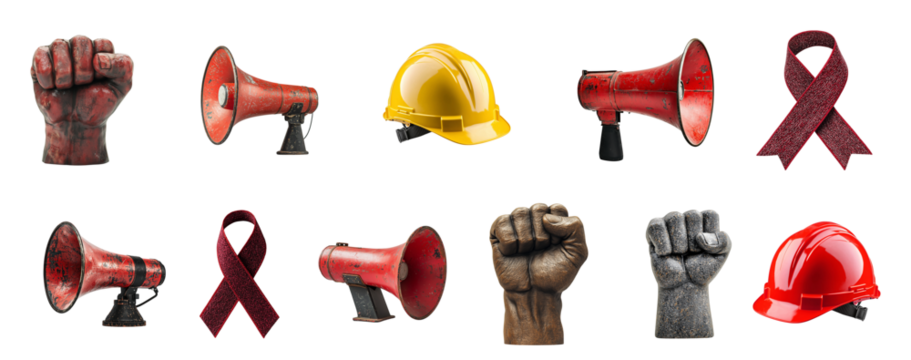 A Collection icons 1st May Happy Labour Day Workers rights May Day May 1st International Labor Day. on transparent background