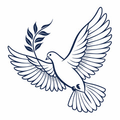 Obraz premium vector line art of flying dove, idela for logo
