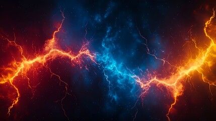 Fototapeta premium Abstract Cosmic Energy Clash: Blue and Red Plasma