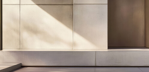 Obraz premium Minimalist architectural design featuring textured concrete walls and soft shadows