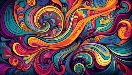 Stunning Vibrant Psychedelic Artwork A Swirling Kaleidoscope of Colors and Shapes with Trippy Designs, Inspiring Creative Spaces