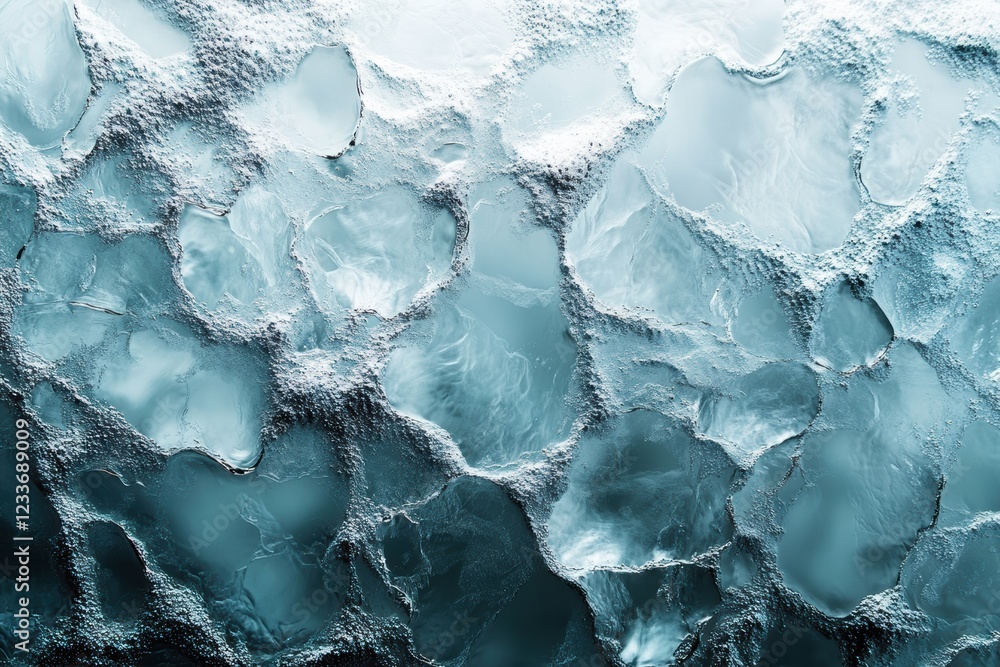 Aufkleber a close-up view of crystalline ice formations, showcasing intricate textures and patterns against a 