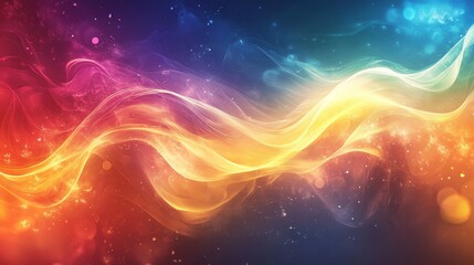 abstract colorful smoke waves with sparkling lights background