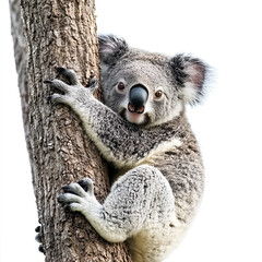 Fototapeta premium Cute Koala Climbing Eucalyptus Tree in Its Natural Habitat
