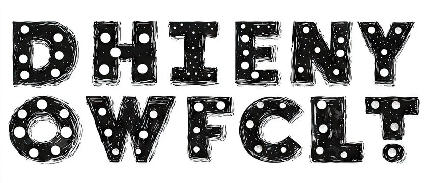 A stylized text graphic with a playful design featuring polka dots.