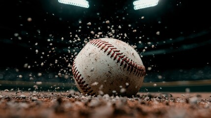Dramatic Baseball Close up  Dirt  Stadium Lights  Action Shot