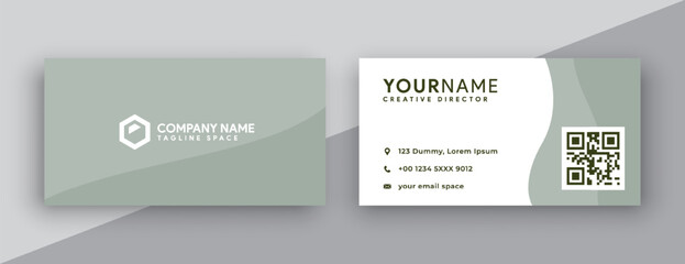 business card design . double sided business card template modern and clean style . flat Green Quietude color