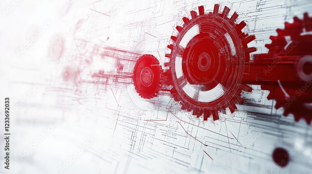 Aufkleber Abstract background. White and red digital abstract background. Futuristic.