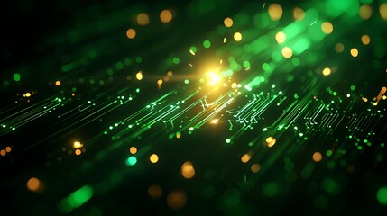 Obraz premium Abstract Green Glowing Particle Background