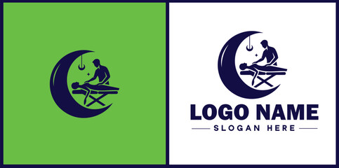 Physical Therapy icon Physiotherapy Rehab therapy Kinesiotherapy flat logo sign symbol editable vector