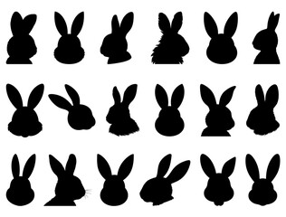EASTER BUNNY HEAD SILHOUETTE ON WHITE BACKGROUND