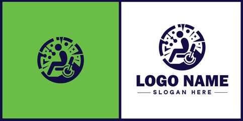 Fototapeta premium Physical Therapy icon Physiotherapy Rehab therapy Kinesiotherapy flat logo sign symbol editable vector
