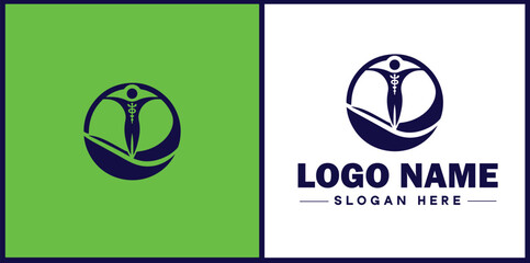 Physical Therapy icon Physiotherapy Rehab therapy Kinesiotherapy flat logo sign symbol editable vector