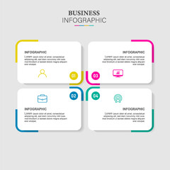 Fototapeta premium business infographic template with icons and 4 options, steps, parts. Presentation elements for infographics.