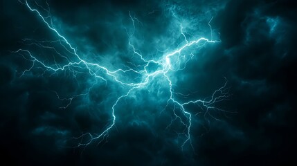 Fototapeta premium Abstract Teal Lightning Storm Digital