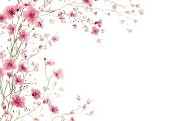 Naklejka premium Flowers composition. Pink flowers on white background. Flat lay, top view