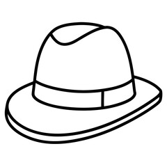 Classic Hats Outline Trendy Vector Art